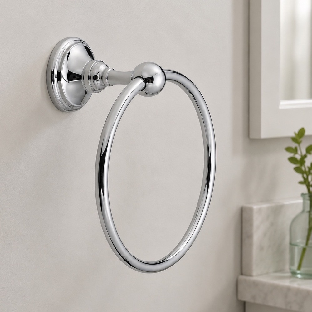 Premium Polished Chrome 6" Towel Ring Jado Hatteras Wall Mount New in Box Luxe